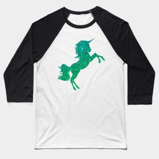 Green Ombre Faux Glitter Unicorn Baseball T-Shirt